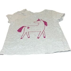 Cat & Jack Unicorn Graphic Tee Toddler Girls 5T Gray Glitter Star
